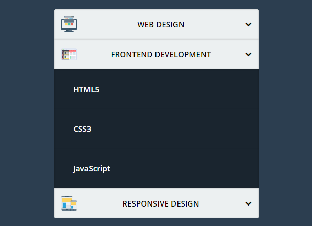 CSS3 Accordion Drop-Down Menu With Small Icons